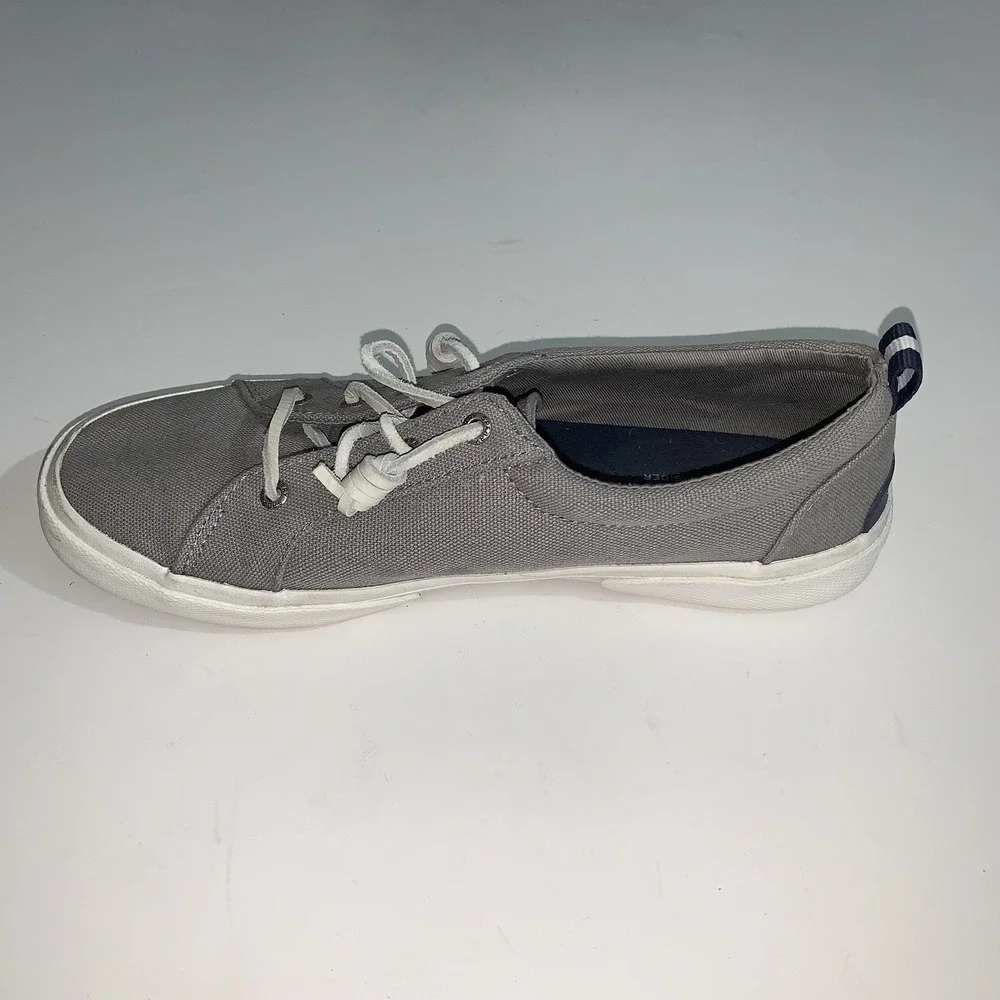 Sperry Boat Shoes Womens 8.5 Gray Canvas Pier Wave Sneaker STS85103